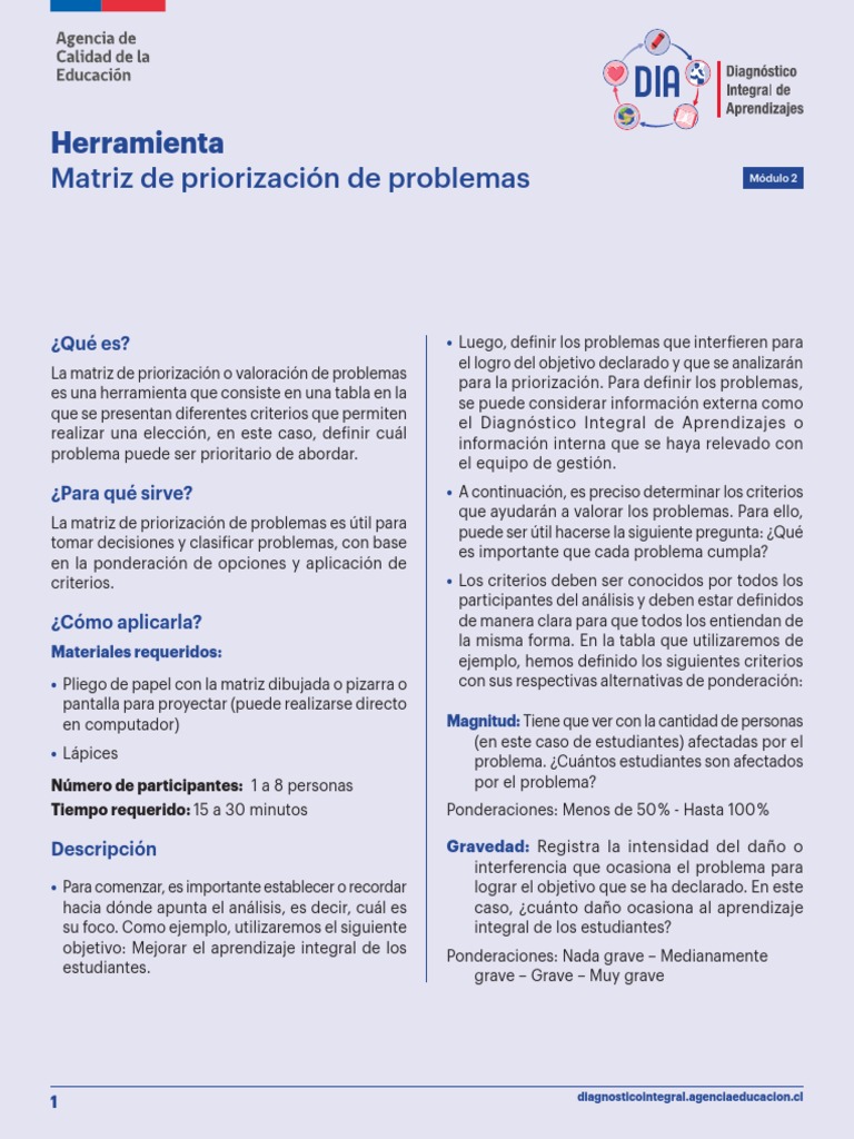 Matriz de Priorizacion de Problemas | PDF | Matriz (Matemáticas ...
