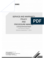 Liu Gong Service and Warranty Policy and Procedure Manual