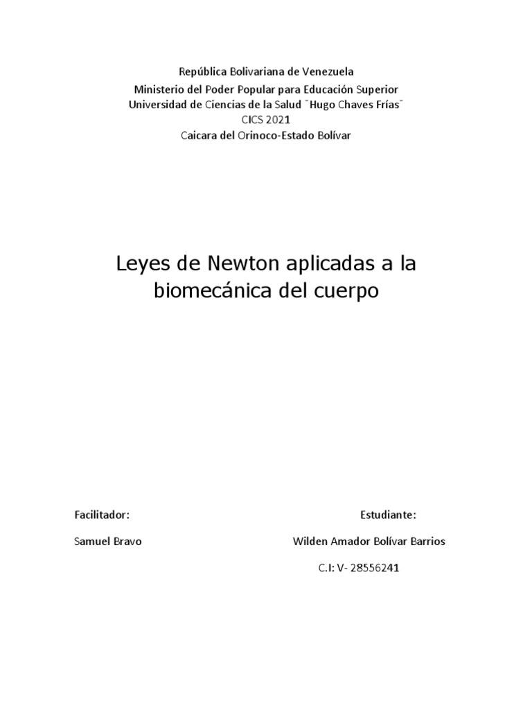 Leyes de Newton en Biomecánica Humana | PDF | Palanca | Las leyes del ...