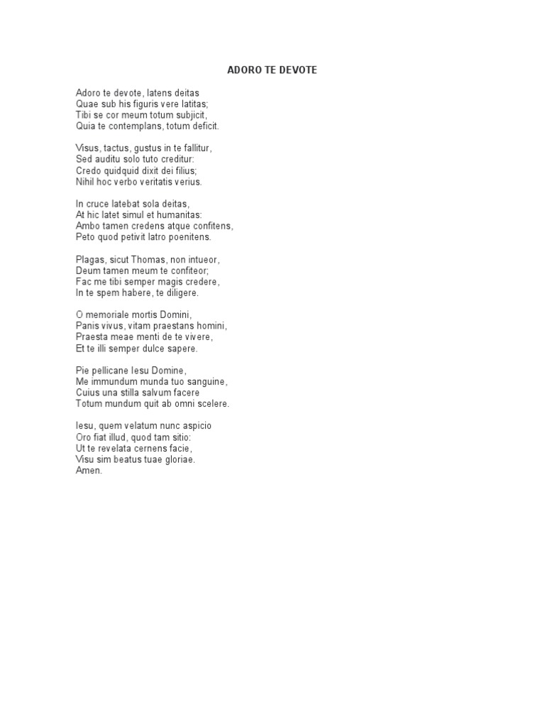 Adoro Te Devote | PDF