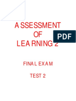 Assessment OF Learning 2: Final Exam Test 2
