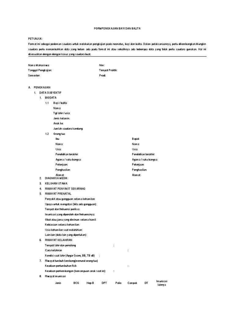 Format Soap Bayi Dan Balita Pdf