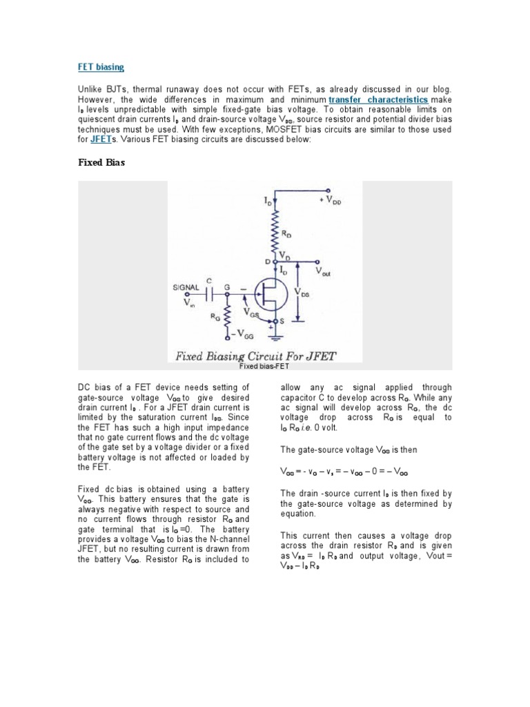 FET Biasing PDF Field Effect Transistor Electrical Equipment