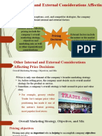 Other Internal and External Considerations Affecting Price Decisions