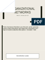 Organizational Networks: Week 6 - Monday April 26