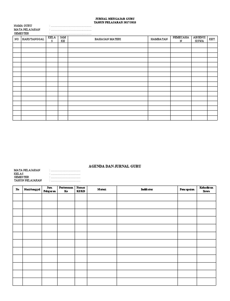 Jurnal Mengajar Guru 2017/2018 | PDF | Karier & Perkembangan | Seni