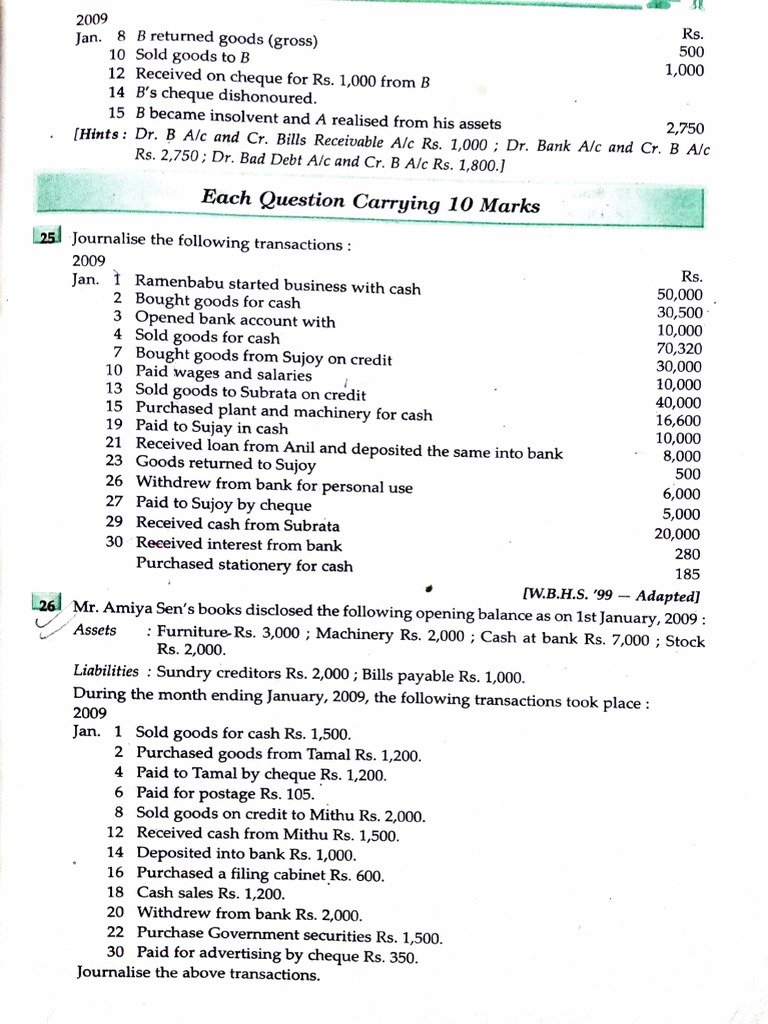 Basu and Dutta Journal Entries PDF Cheque Banks