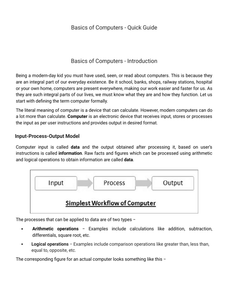 Basics of Computers - Quick Guide - Tutorialspoint | PDF | Scheduling ...