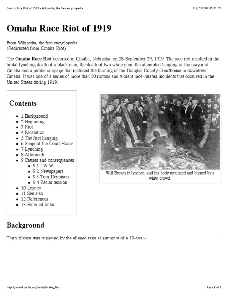 Omaha Race Riot of 1919 - Wikipedia, The Free Encyclopedia | PDF ...