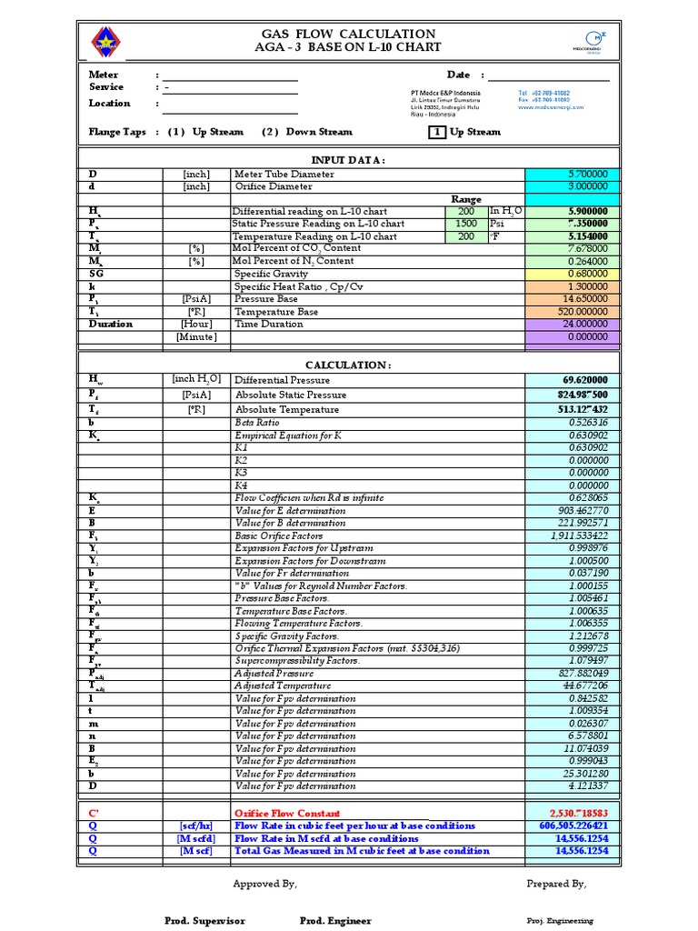 Gas Flow Calculation AGA3 PDF Classical Mechanics Civil Engineering