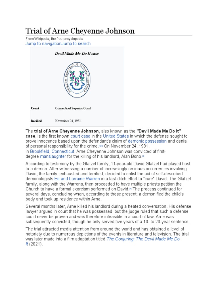 Trial of Arne Cheyenne Johnson PDF