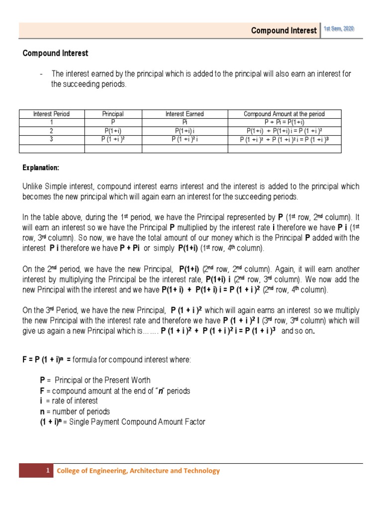 Compound Interest - Handout #3 | Download Free PDF | Compound Interest ...