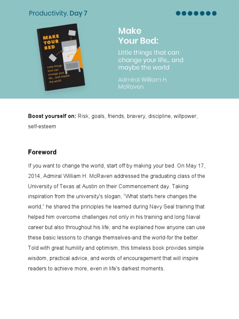 Day 7Make Your Bed PDF Bed Nature