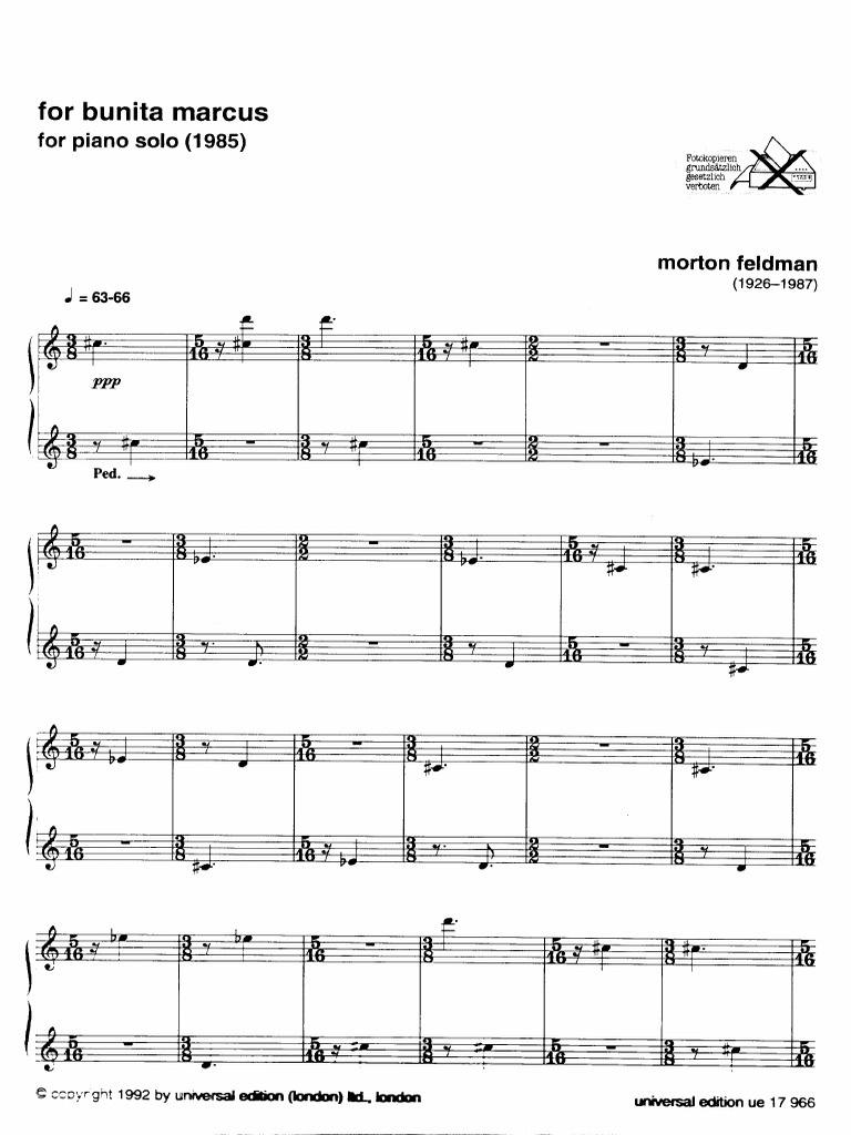 Feldman, Morton - For Bunita Marcus For Piano (1985) | PDF
