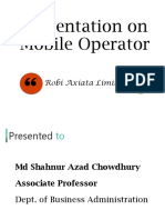 Presentation On Mobile Operator: Robi Axiata Limited