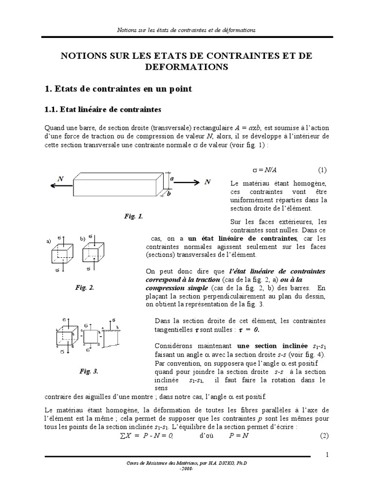 État de contraintes et déformations | PDF | Élasticité (Physique ...