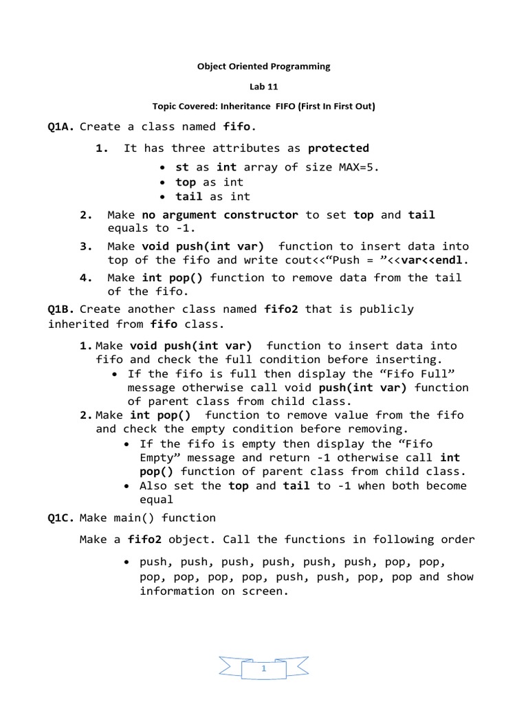 FIFO Class Implementation in C++ | PDF