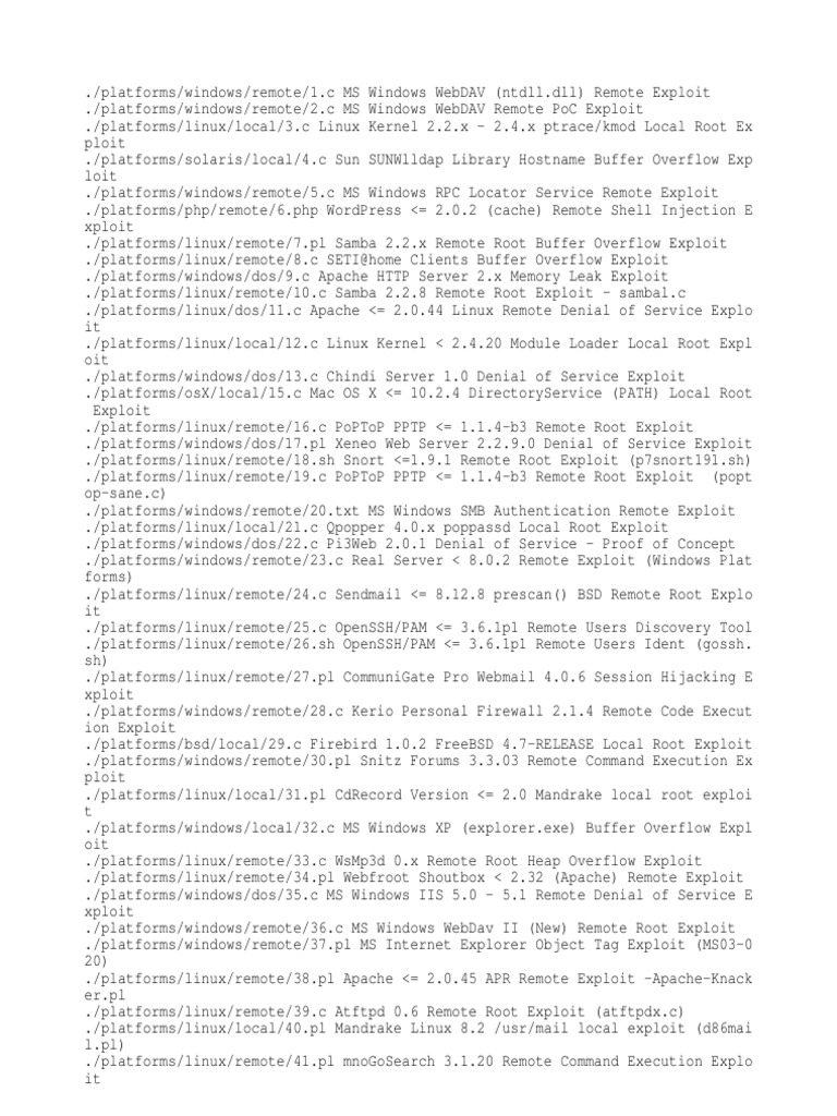 Sploitlist | PDF | Denial Of Service Attack | Superuser