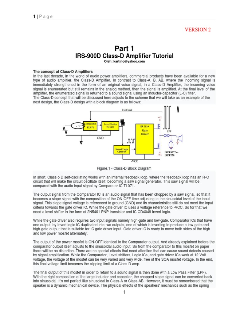 Class D Tutorial 2 | PDF | Amplifier | Low Pass Filter