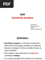 Sensitivity Analysis: Prepared By: Abinesh Kumar R 20MF01 Industrial Engineering