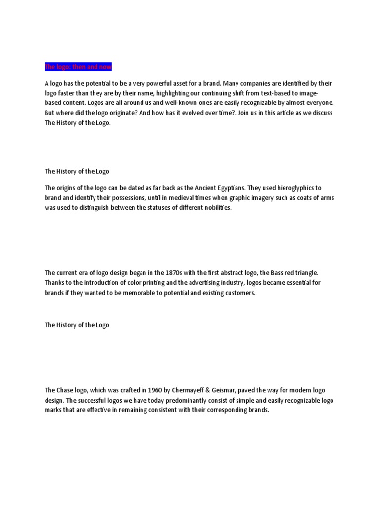 History of Logo Design PDF Logos Printing