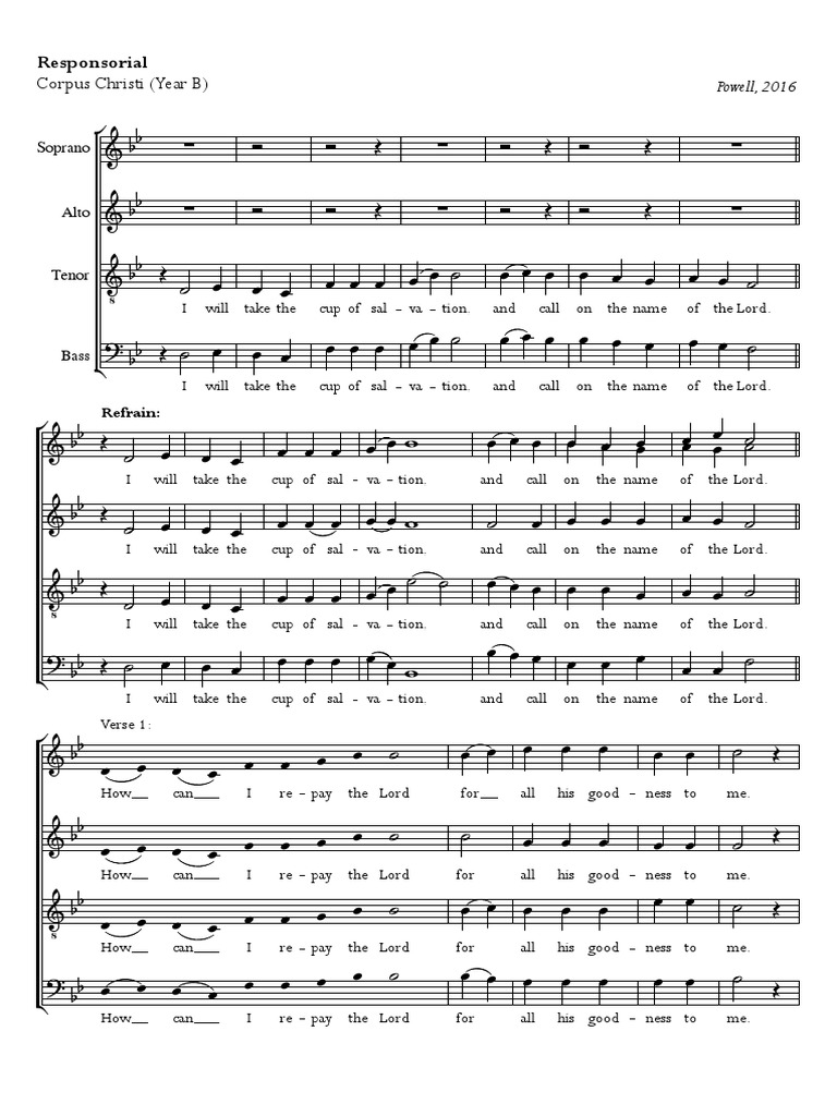 Responsorial Corpus Christi Year B SATB PDF Pitch (Music) Human