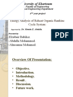 University of Khartoum: Energy Analysis of Reheat Organic Rankine Cycle System