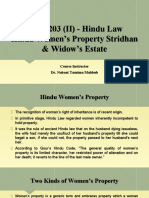 LAW 203 (II) - Hindu Law Hindu Women's Property Stridhan & Widow's Estate