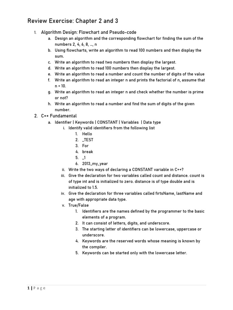 C++ Algorithm and Programming Exercises | PDF | Reserved Word | Algorithms