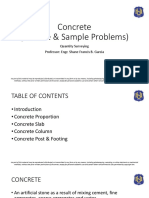 Concrete (Lecture & Sample Problems) : Quantity Surveying Professor: Engr. Shane Francis B. Garcia
