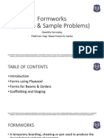 Formworks (Lecture & Sample Problems) : Quantity Surveying Professor: Engr. Shane Francis B. Garcia