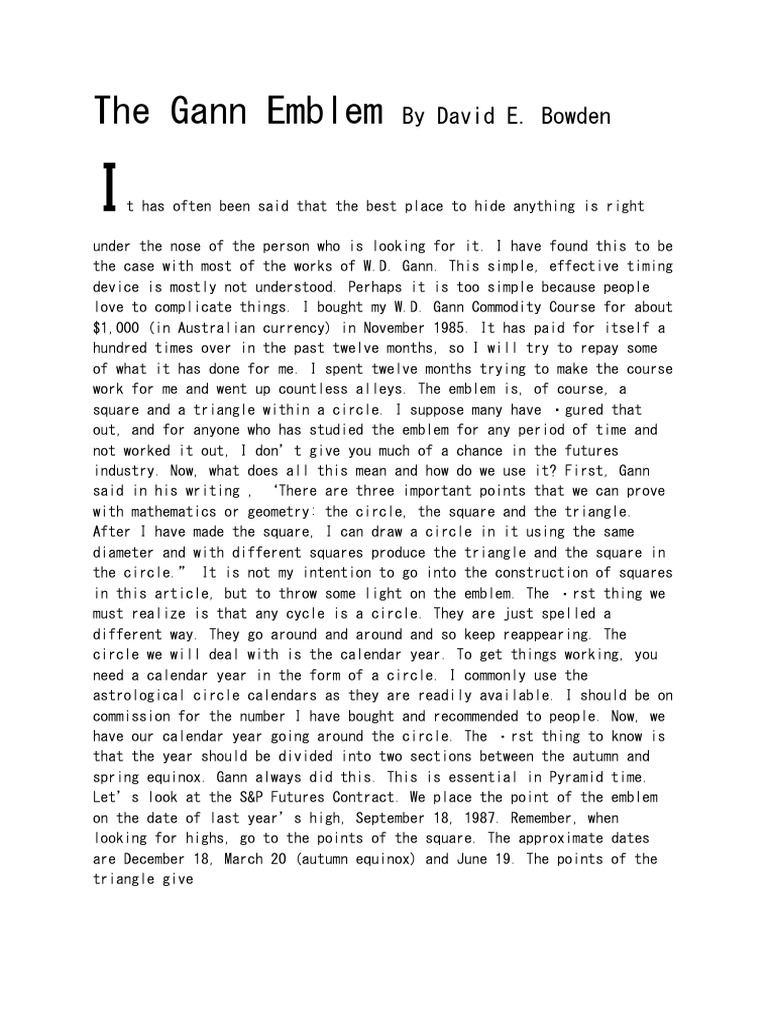 The Gann Emblem David Bowden PDF Free PDF Science Astronomy