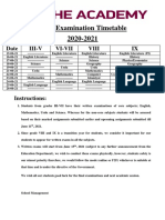 Final Examination Timetable 2020-2021: Date Iii-V Vi-Vii Viii IX