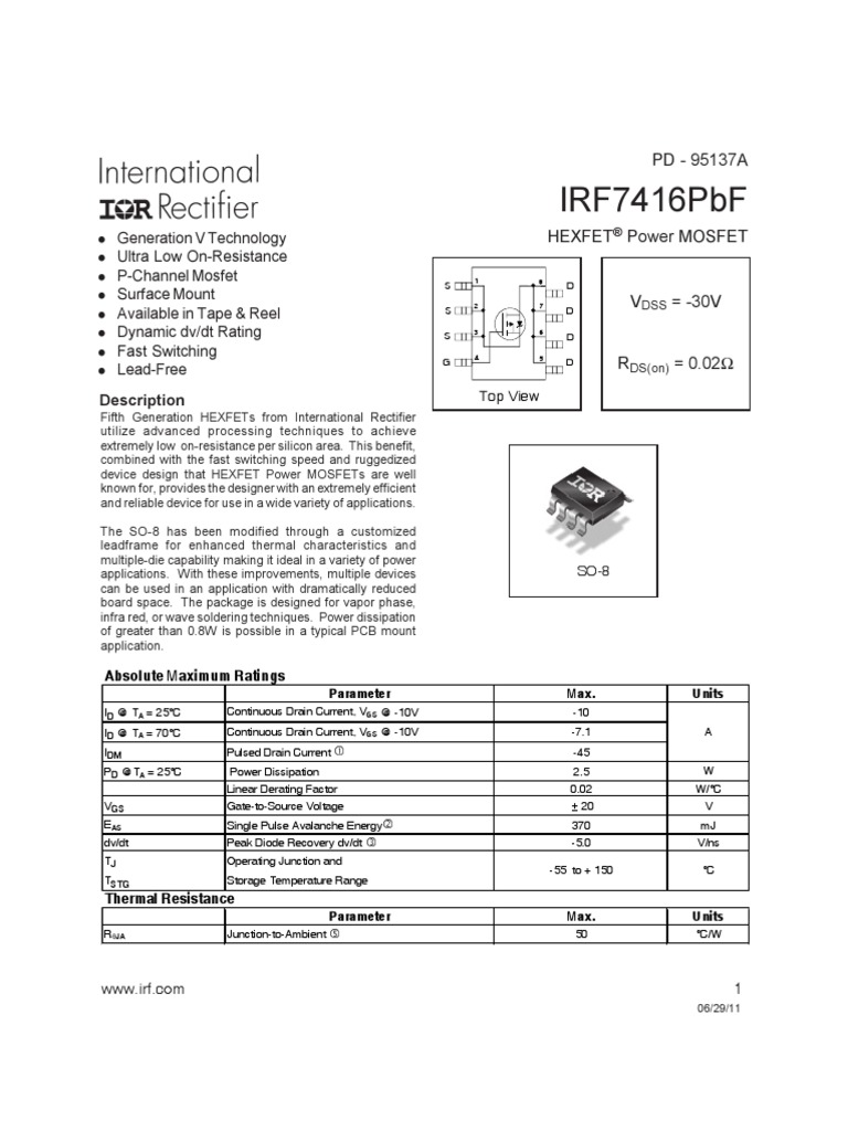Infineon IRF7416 DataSheet v01 01 en | PDF | Field Effect Transistor ...
