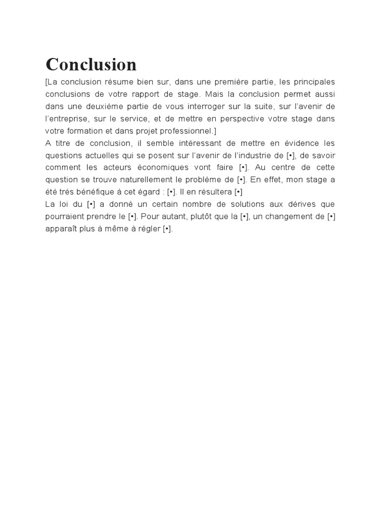 Conclusion de Rapport de Stage | PDF | Affaires