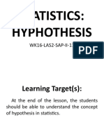 Statistics: Hyphothesis: WK16-LAS2-SAP-II-11