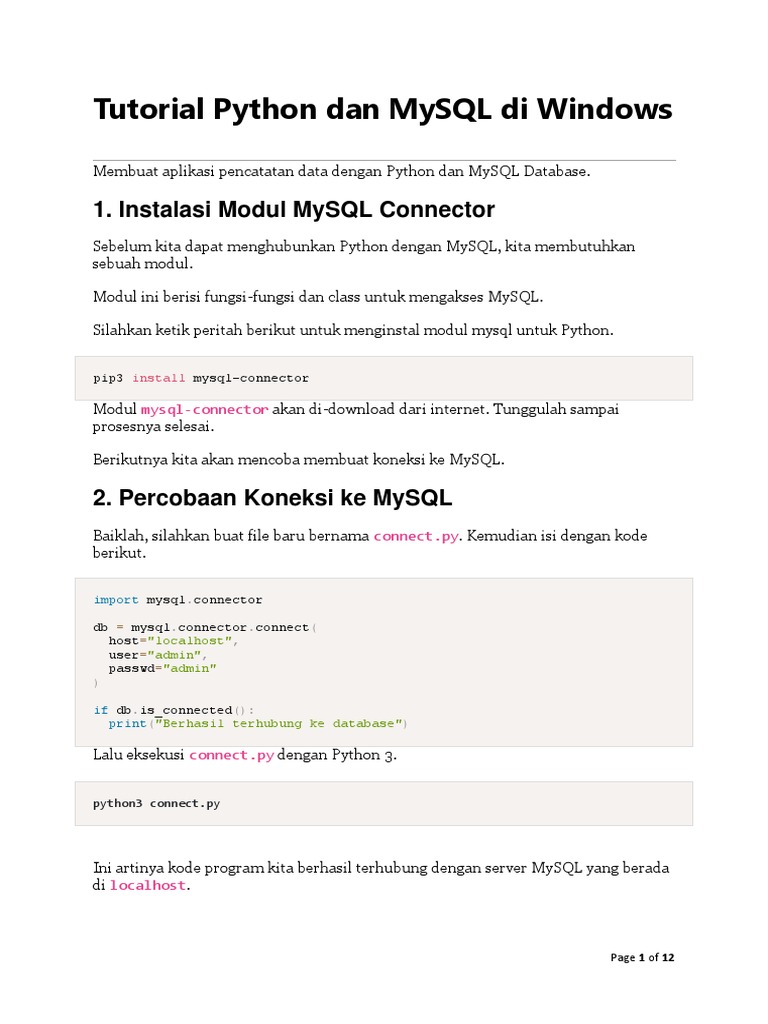 Tutorial Python MySQL: CRUD di Windows | PDF