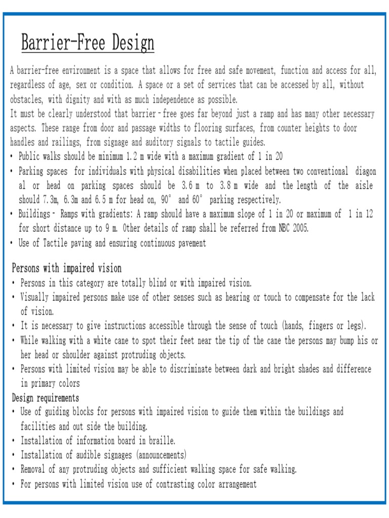 Barrier Free Design PDF Accessibility Visual Impairment