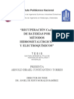 Recuperación de CoxOy de Baterías Por Métodos Hidrometalurgico y Electroquímicos