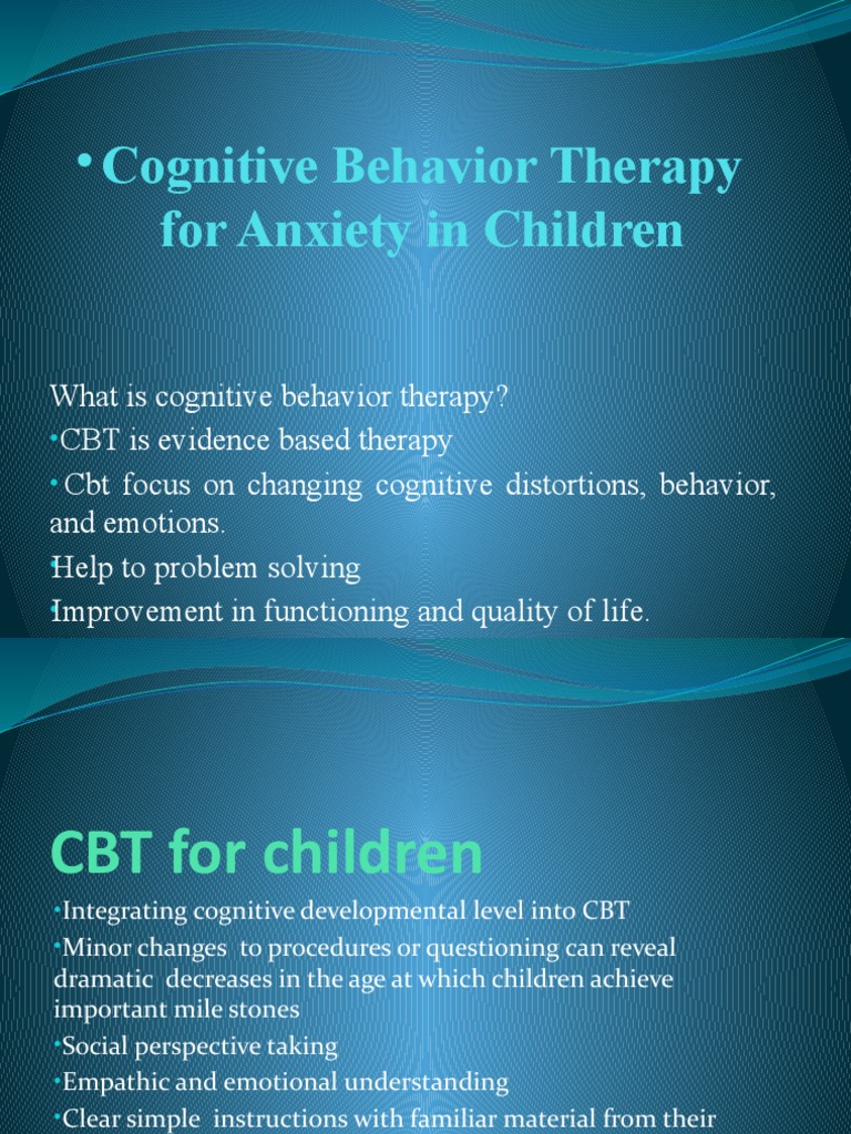 Cognitive Behavior Therapy For Anxiety in Children | PDF | Career ...