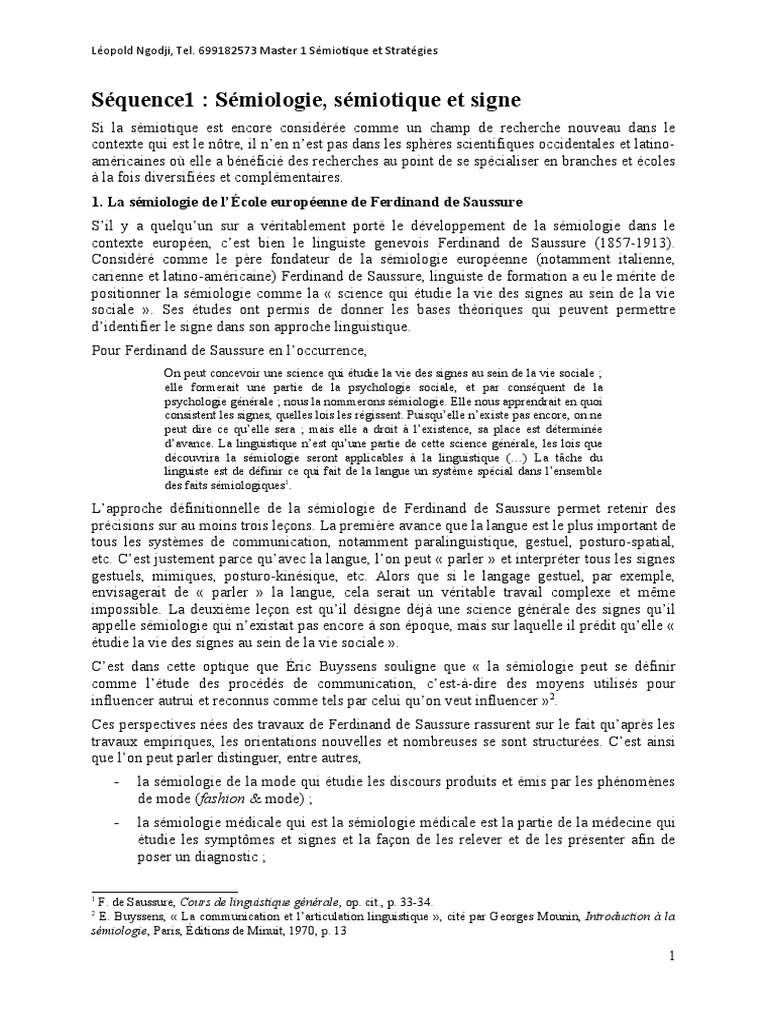 Chapitre 1 Sémiotique, Sémiologie Et Signe | PDF | Charles Sanders ...