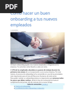 Cómo Hacer Un Buen Onboarding a Tus Nuevos Empleados