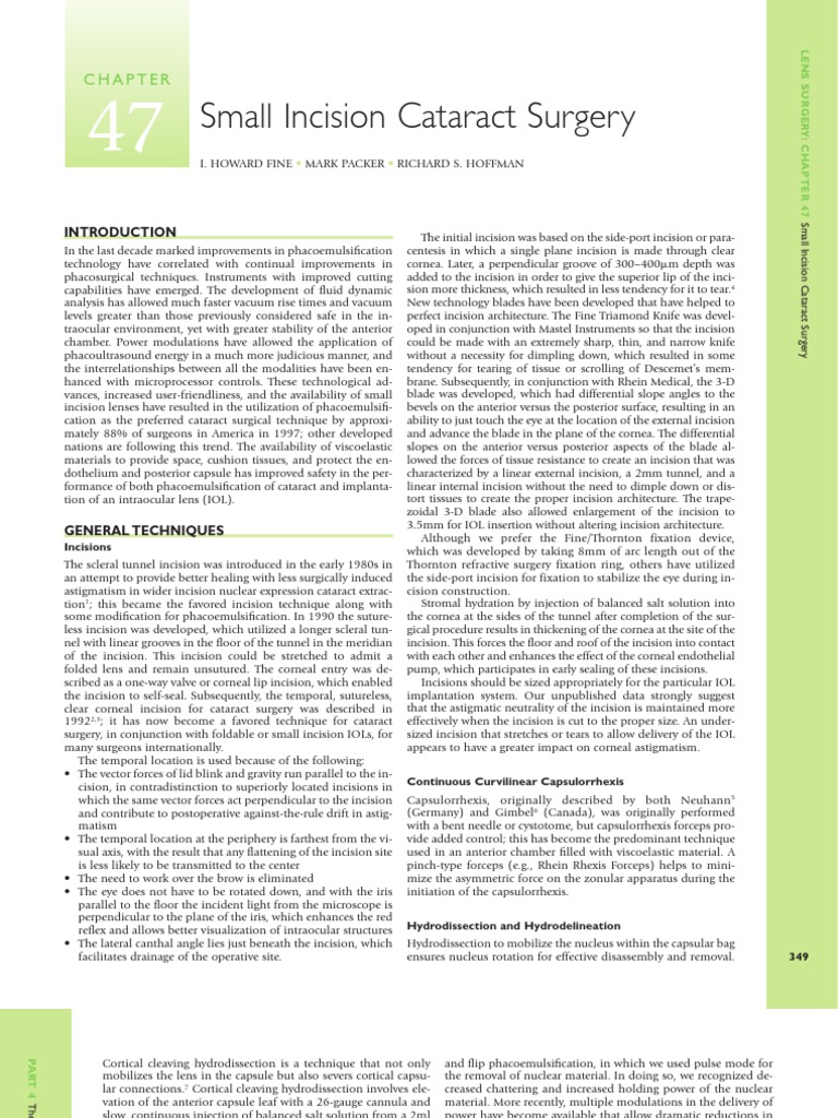 Small Incision Cataract Surgery | PDF | Cataract | Senses
