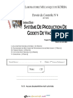 Devoir de Contrôle N°4 Avec Correction - Génie Mécanique - Système de Production de Godets de Yaourt - Bac Technique (2017-2018) MR Ben Abdallah Marouan