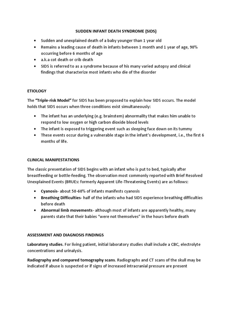 Sudden Infant Death Syndrome | PDF | Clinical Medicine | Medical ...