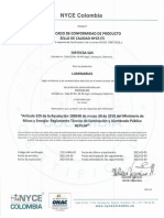 Certificado código 21E5-0446-02 anexo luminarias exterior LED