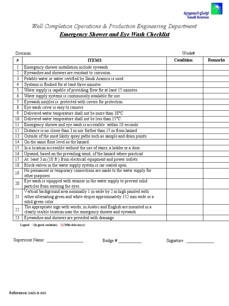 001 Emergency Shower and Eye Wash Checklist UPDATED PDF
