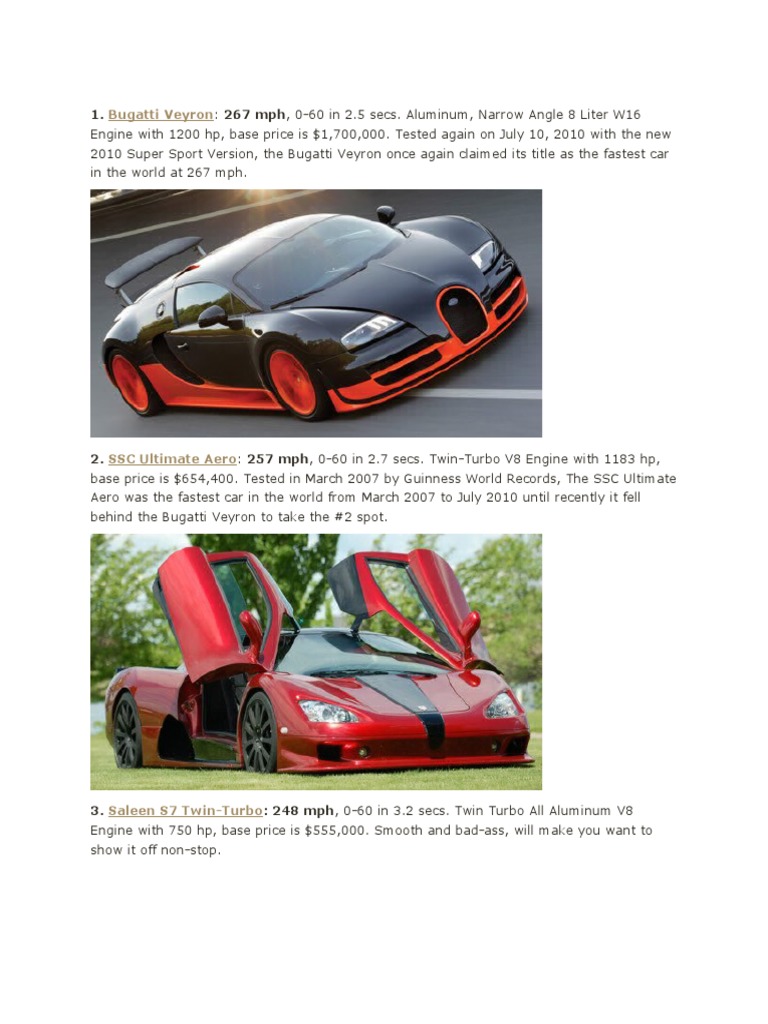 Top Fastest Cars of 2010 | PDF | Sports & Recreation | Home & Garden