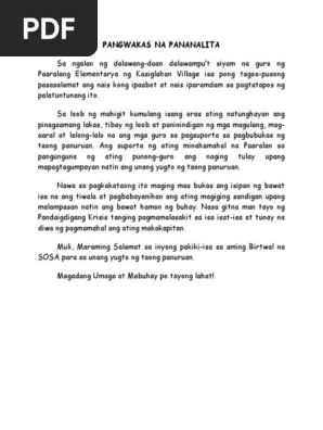Pangwakas Na Pananalita Pdf