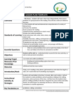 Lesson Plan Template: in This Lesson Students Will Read A Short Story Independently, Then Answer